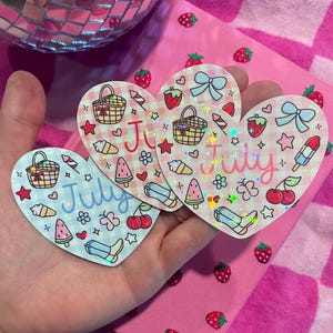 July heart sticker- Laptop Sticker- Waterbottle Sticker- Waterproof Sticker - Unique Gift