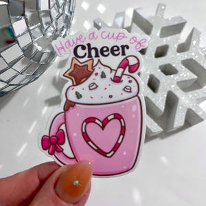 Cup of cheer Christmas sticker- Laptop Sticker- Waterbottle Sticker- Waterproof Sticker- Christmas stickers