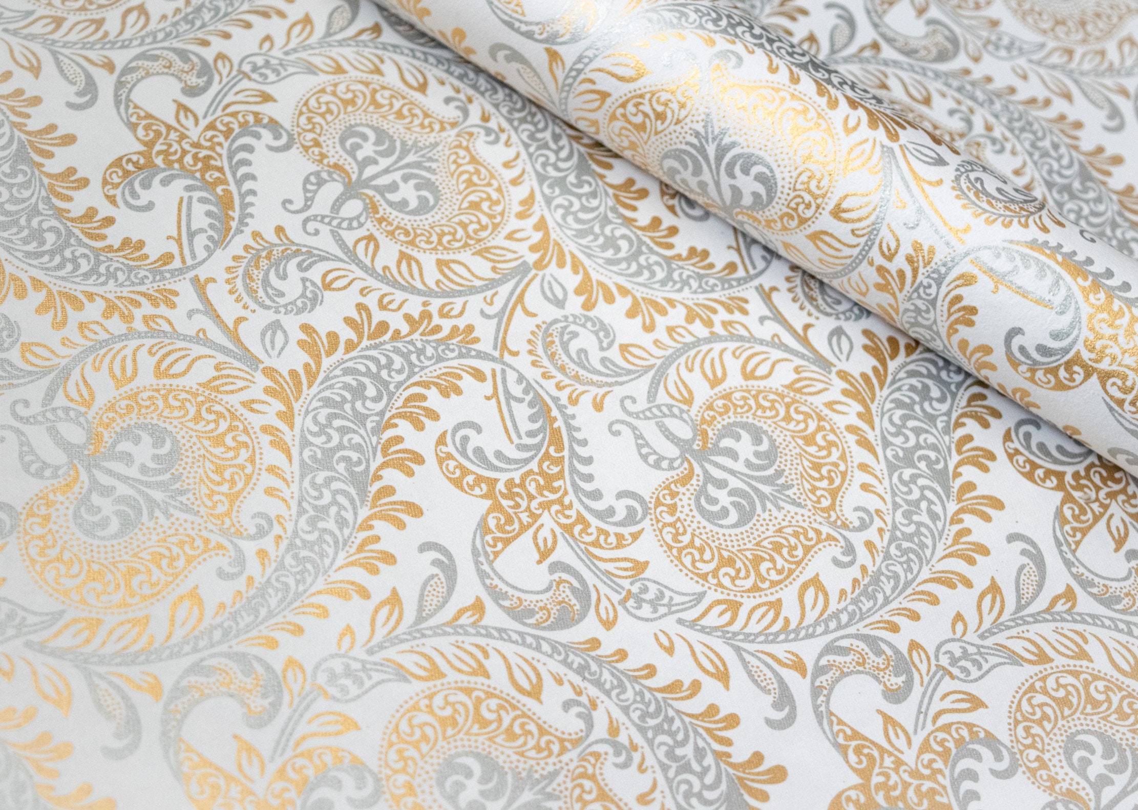 Damask luxury indian handmade wrapping paper white with silver Etsy