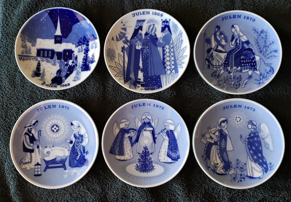 Norwegian Porsgrund Christmas Plates 19681973 set of 6 Etsy