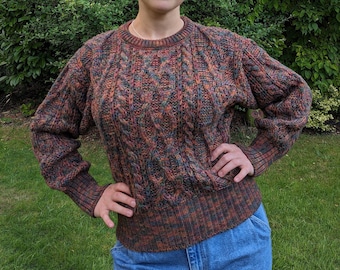 Vintage Wool Cable Knit Jumper Size S Multicolored