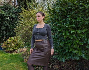 Brown Leather Pencil Skirt Size 12