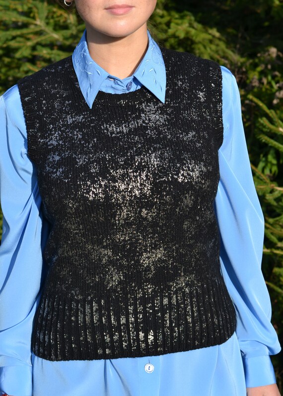 Womens Black Sweater Vest Benetton Y2K 