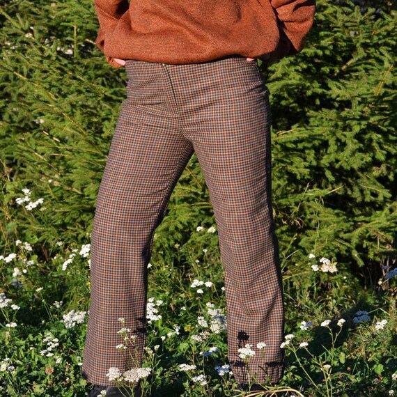 Plaid Wool Straight Pants Ankle Length 