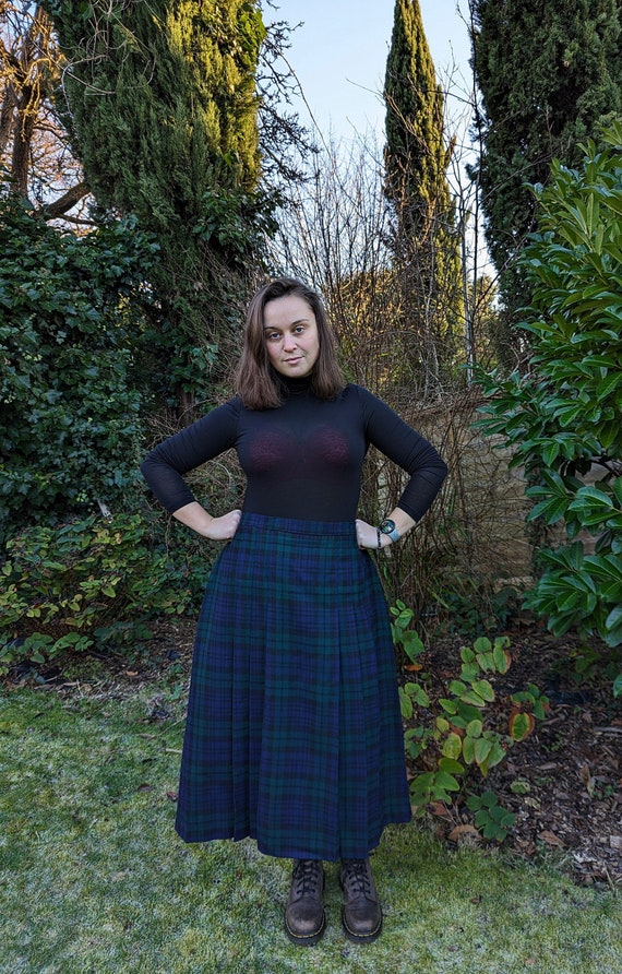 Tartan Pleated Midi Wool Skirt Size 20 Edinburgh - image 1