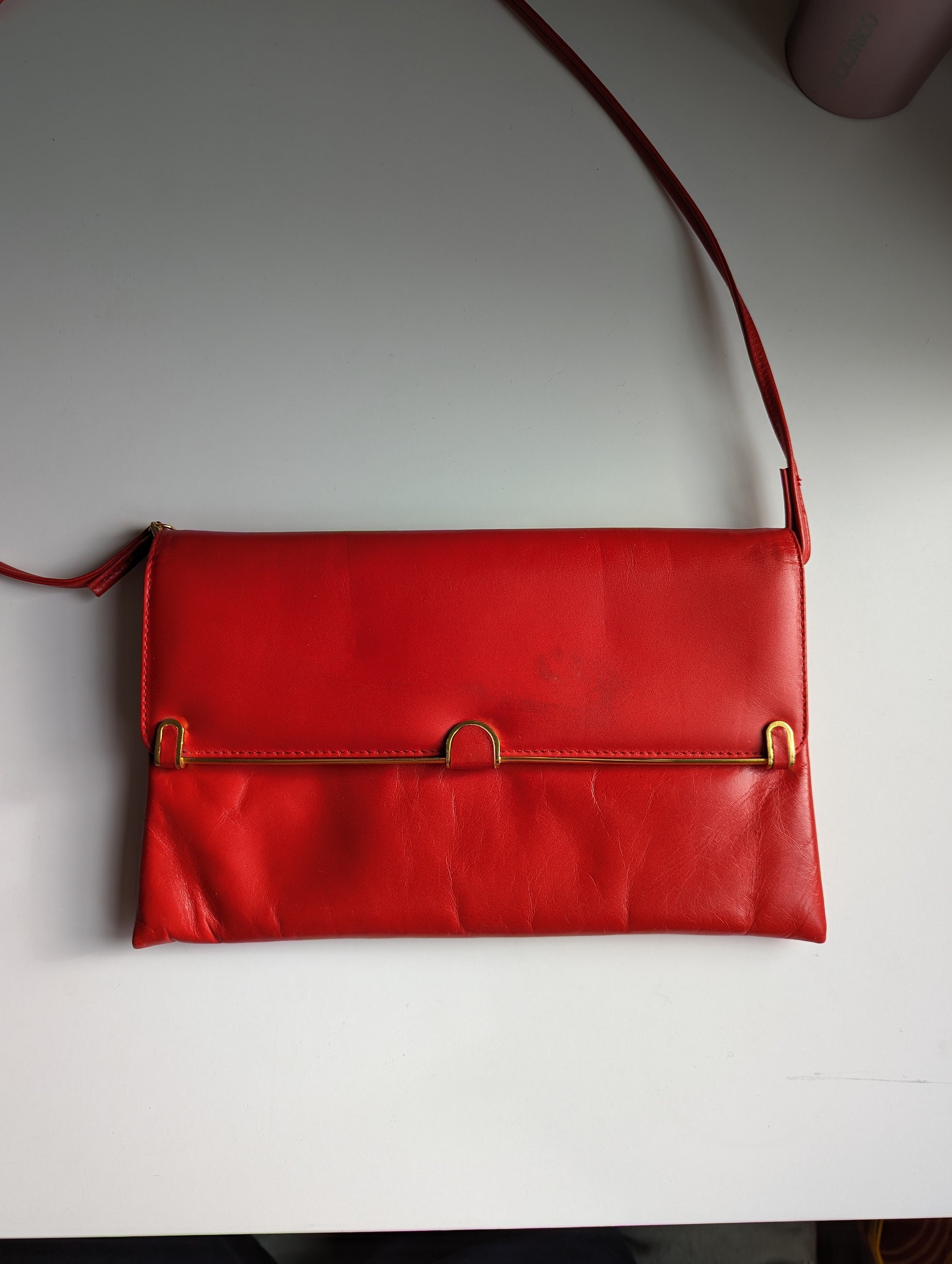 Red Shoulder Mini Bag Vintage 80 90s Genuine Leather Etsy Ireland