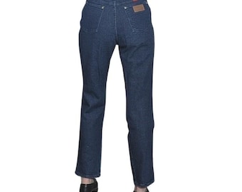 Vintage Wrangler 12MWZDL, in de VS gemaakte cowboy jeans met hoge taille, donkere wassing 7/8 x 32