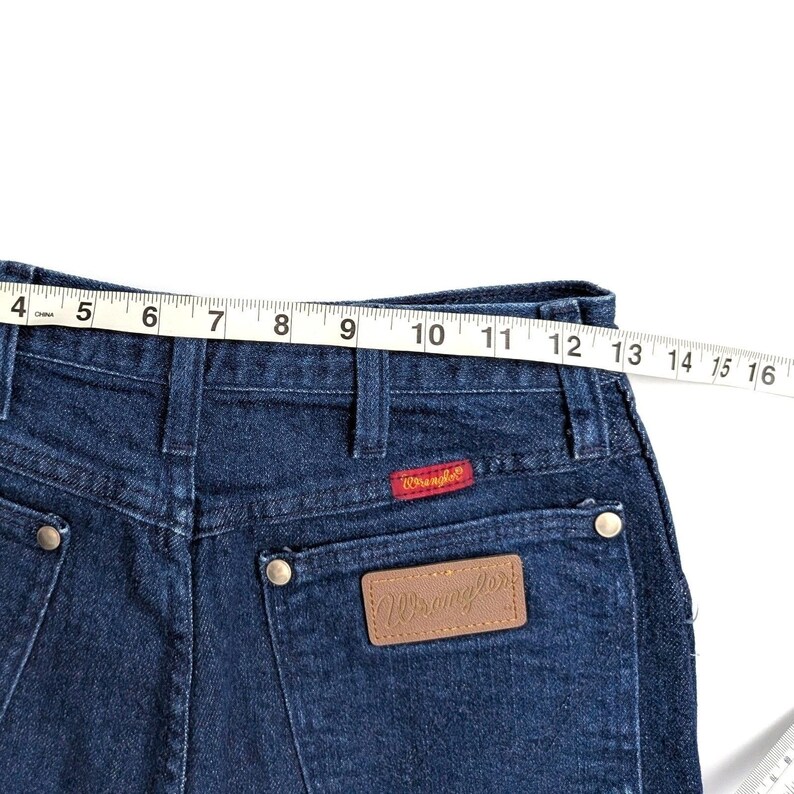 Vintage Wrangler 12MWZDL USA Made Cowboy Cut High Rise Jeans Dark Wash 7/8x32 image 12