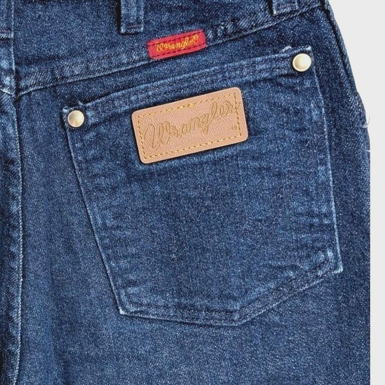 Vintage Wrangler 12MWZDL USA Made Cowboy Cut High Rise Jeans Dark Wash 7/8x32 image 2