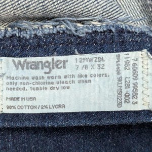Vintage Wrangler 12MWZDL USA Made Cowboy Cut High Rise Jeans Dark Wash 7/8x32 image 4