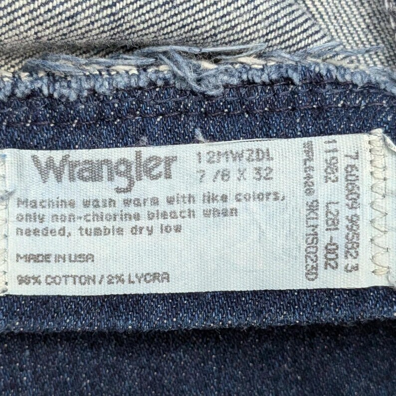Vintage Wrangler 12MWZDL USA Made Cowboy Cut High Rise Jeans Dark Wash 7/8x32 image 4