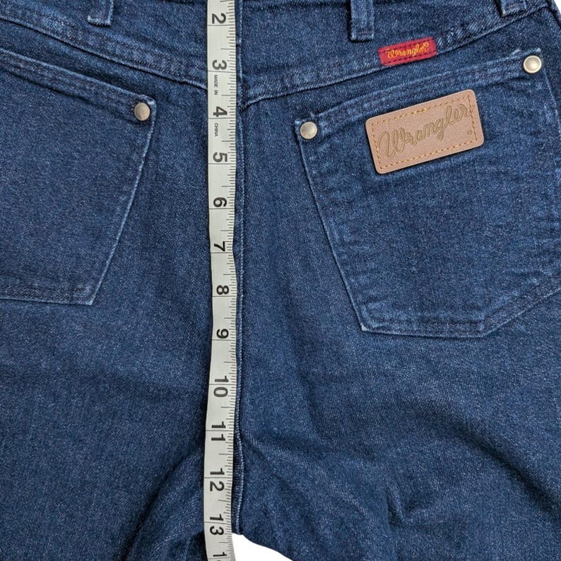 Vintage Wrangler 12MWZDL USA Made Cowboy Cut High Rise Jeans Dark Wash 7/8x32 image 13