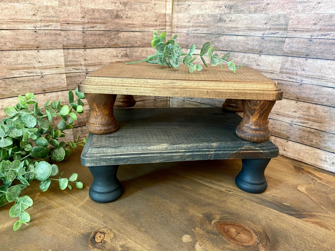 Farmhouse Wooden Risers/ Pedestal Riser Stand/ Rectangular Etsy