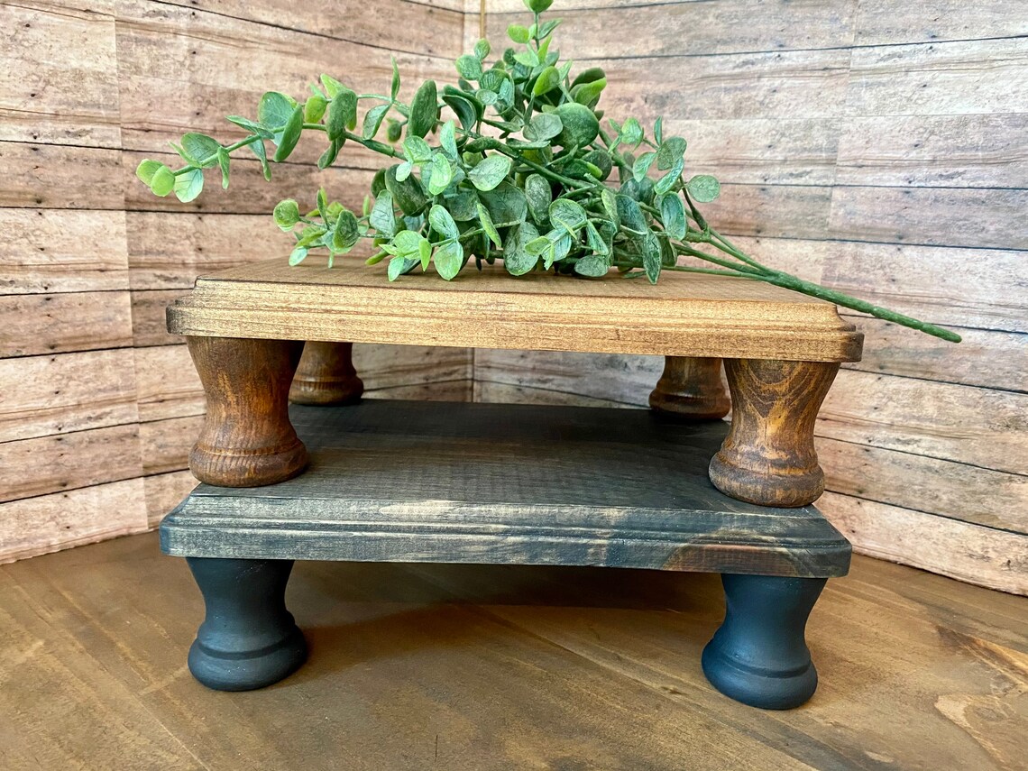 Farmhouse Wooden Risers/ Pedestal Riser Stand/ Rectangular Etsy