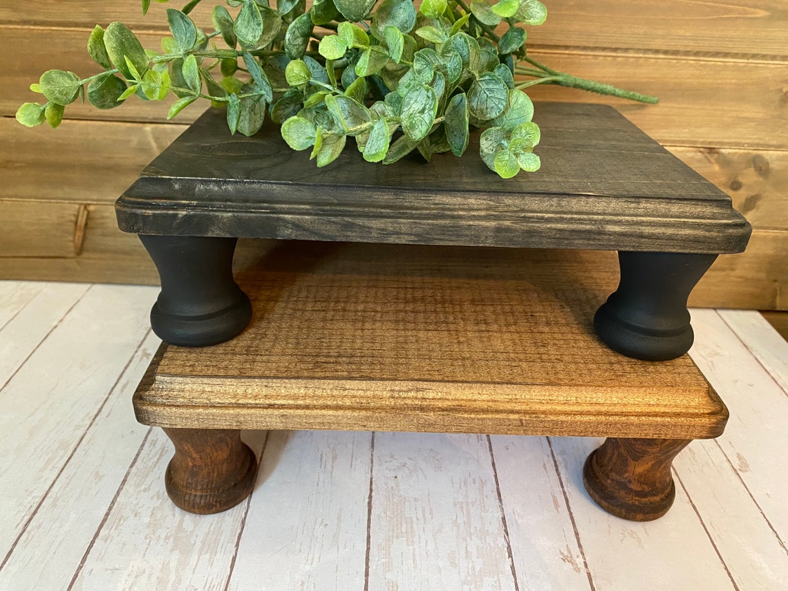 Farmhouse Wooden Risers/ Pedestal Riser Stand/ Rectangular Etsy