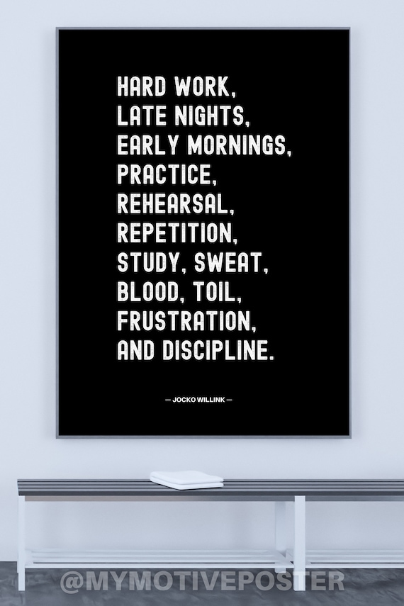 Jocko Willink Hard Work Discipline Poster: Minimalist Typography (Digital Download)