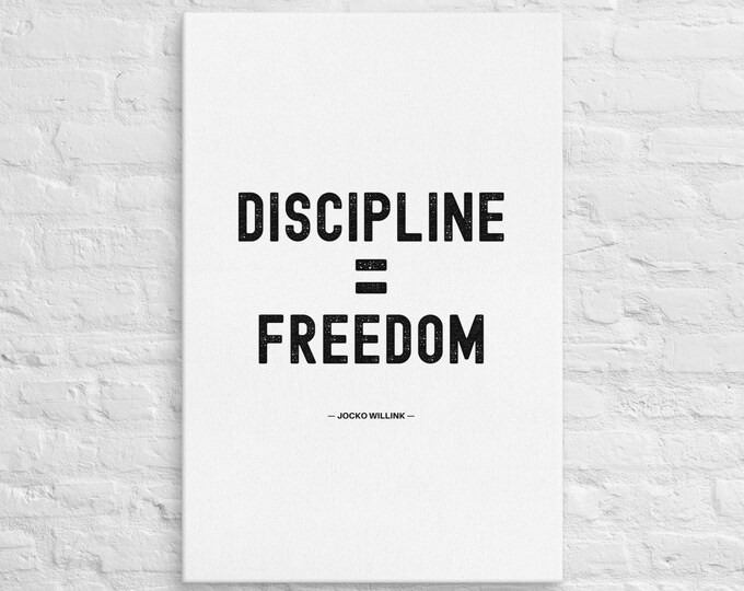 Featured listing image: Discipline Equals Freedom — Jocko Willink — Canvas Wall Art – Motivational Poster Print