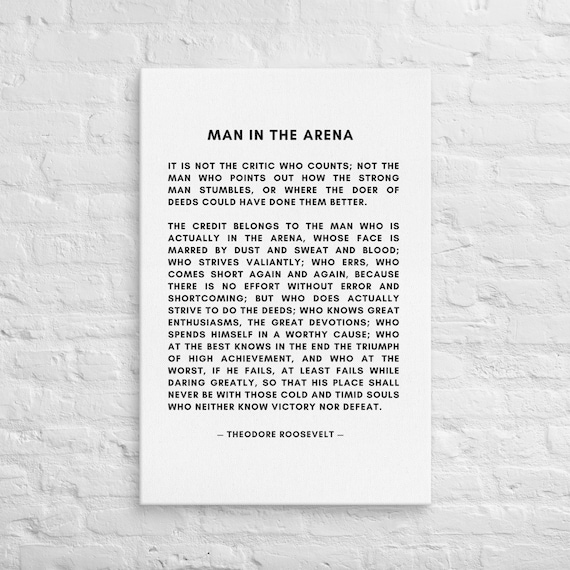 Man In The Arena — Theodore Roosevelt — Canvas Wall Art – Motivational Poster Print