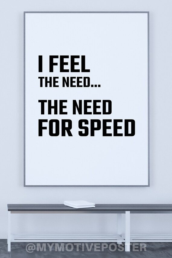 Top Gun - I Feel The Need For Speed White | Framed Art Print