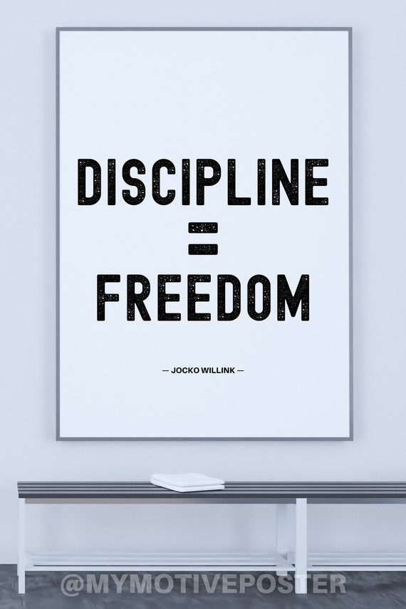 Jocko Willink - Discipline Equals Freedom - Digital Printable Art Poster - Simple Minimalist Typography - Black Text - White Background
