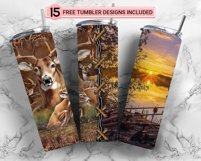 Fishing and Deer Hunting 20oz Skinny Tumbler Sublimation Etsy UK
