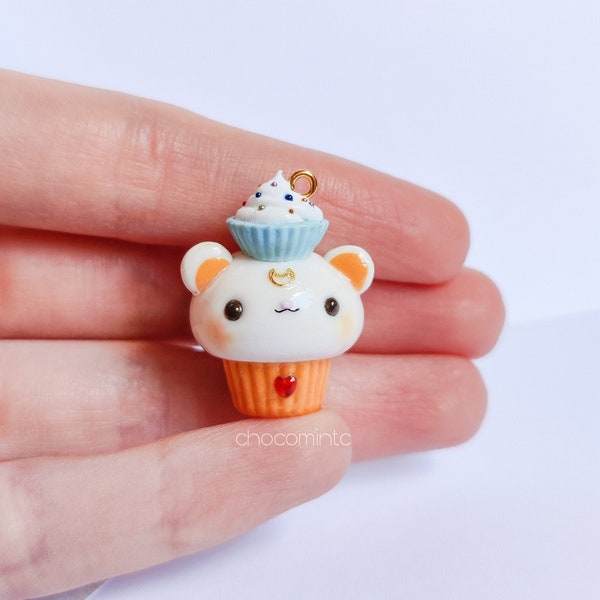 Cupcake Bear Charms, Cute Polymer Clay Charms, Handmade kawaii charm Jewelry fimo Kawaii Clay Phone strap