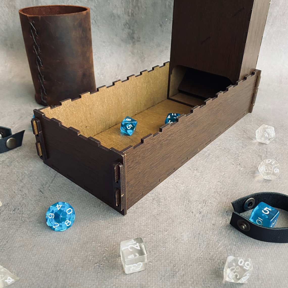 Dice Tower Wood Dice Box Tower Dice Roller Etsy