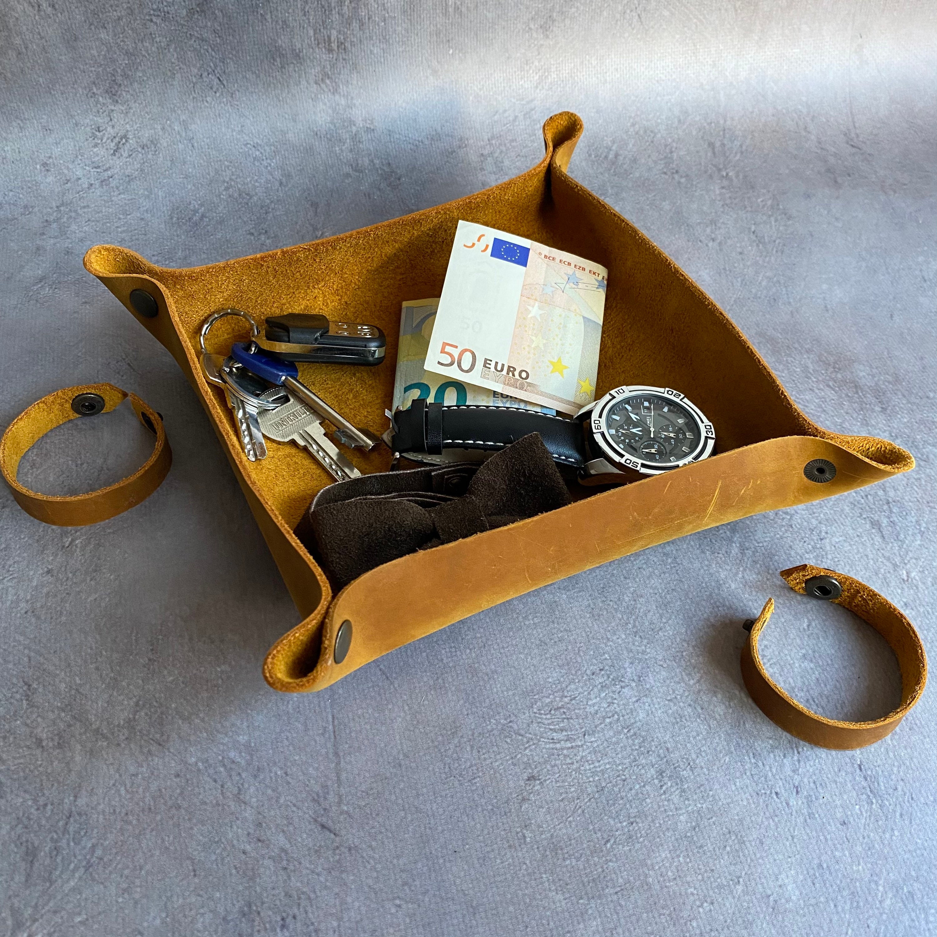 Large valet tray organizer Leather valet tray for men 3rd Etsy