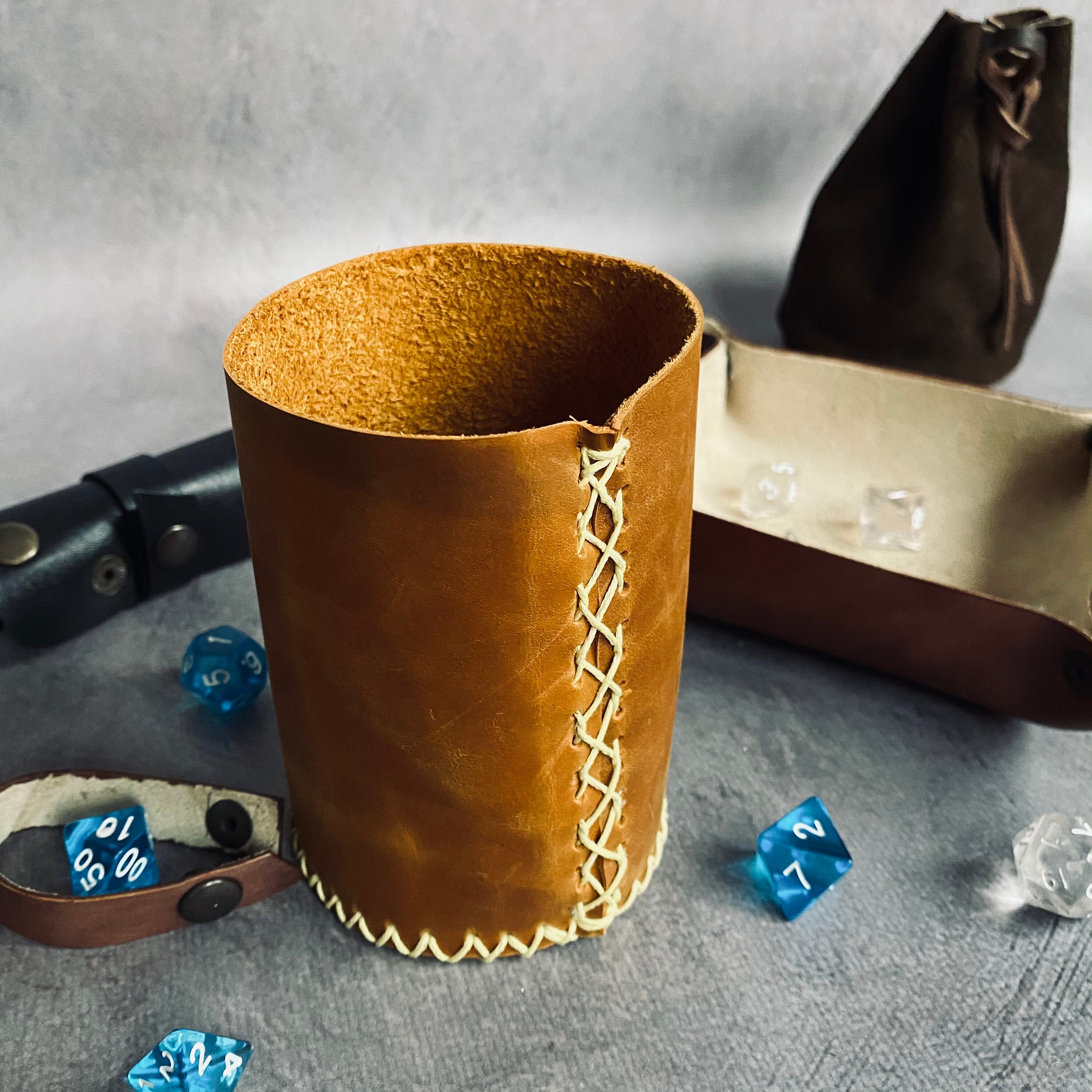 Leather dice cup Dice shaker Dungeon master gift for man Etsy