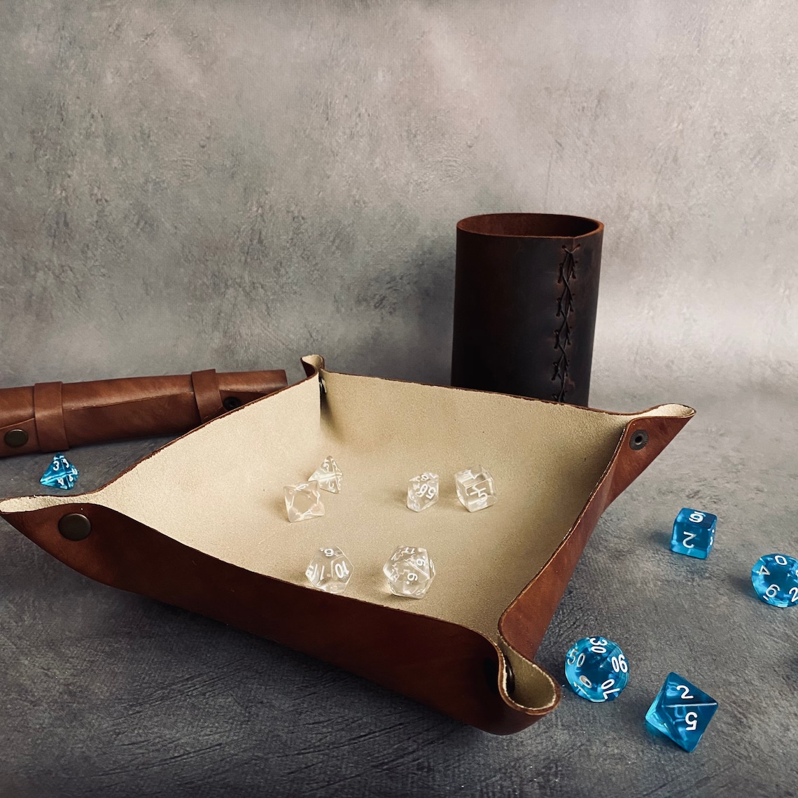 Black leather dice tray Dice rolling tray Dnd accessories Etsy