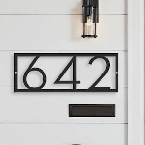 Modern House Number Address Sign, Metal House Numbers, Address plaque, Custom metal number