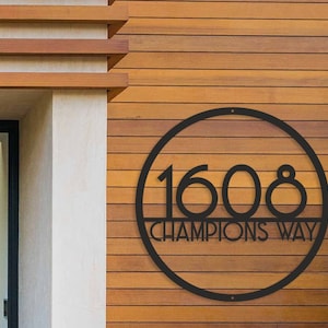 Modern House Number Address Sign, Round Metal House Numbers, Address plaque, Custom metal number