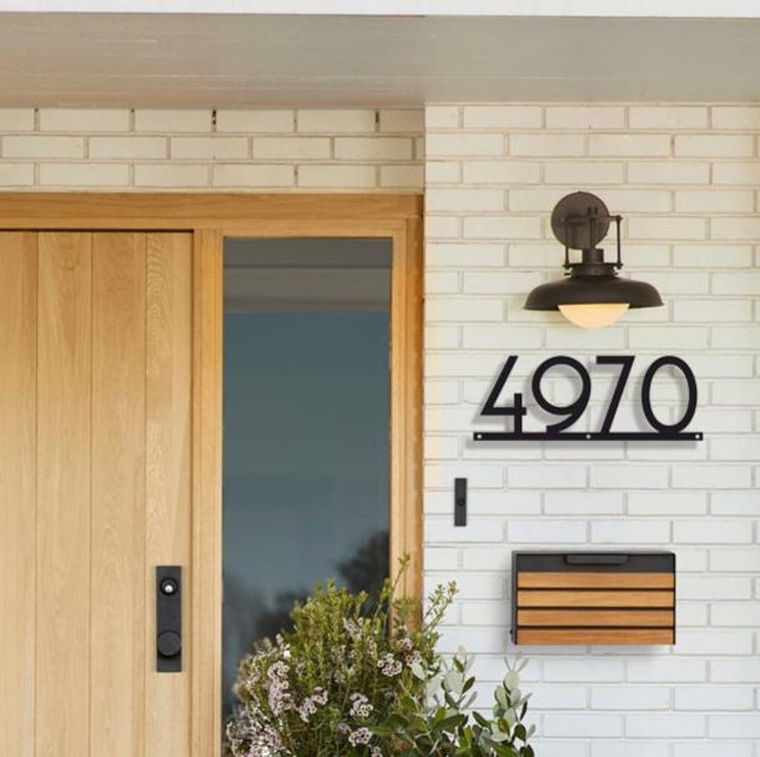 Modern House Numbers Address Sign, Metal Address Plaque, Outdoor House ...