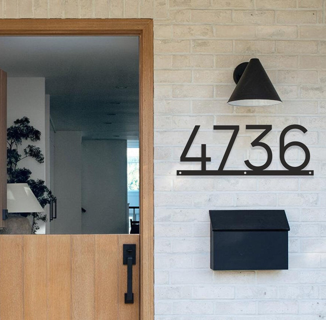 Modern House Number Address Sign, Metal Address Plaque, Custom Address ...