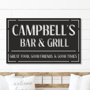 Backyard Bar and Grill Metal sign, Family BBQ sign, Backyard decor, Backyard bar sign, Personalized Backyard Family Name Sign