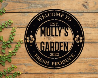 Personalized Metal Hanging Garden Sign, Garden Decor, Custom Outdoor Decor, Gift for Mom, Garden Ornament, Garden Gift, Outdoor Wall Art