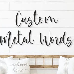 Custom Metal Words, Your Custom Text, Cursive Words for the Wall, Modern Metal Words