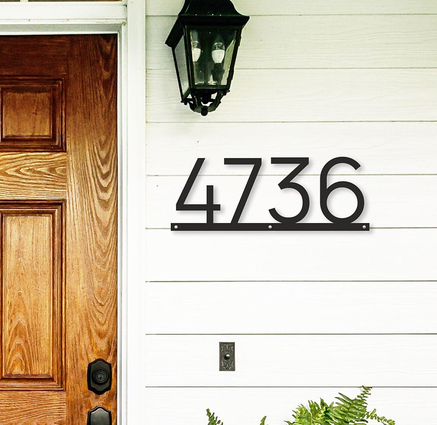 Modern House Number Address Sign Metal Address Plaque Custom - Etsy