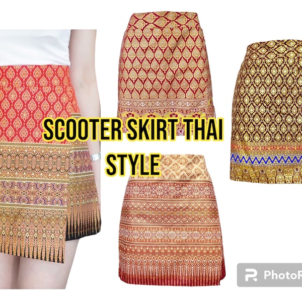 Thai dress sarong, thailand.scooter skirt thai style, travel skort , short, Thai pattern