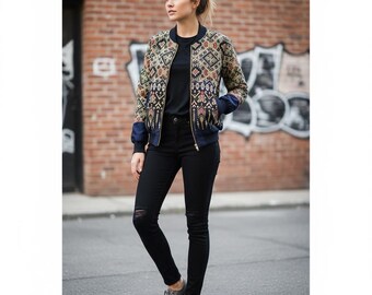 Chaqueta lanna tailandesa, moda tailandesa tejida a mano