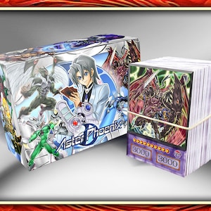Aster Phoenix Deck (100 cartes) +18 pièces rares, boîte et tapis de jeu Anime Orica