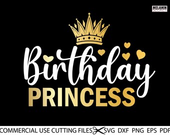 Birthday Princess Svg Etsy