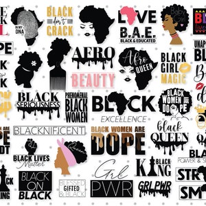 70 Afro Bundle SVG Designs, Afro Woman Svg, Black Queen Svg Cut File Silhouette, Black History Month SVG Cricut Svg, Dxf, Eps, Png, Svg Cut.