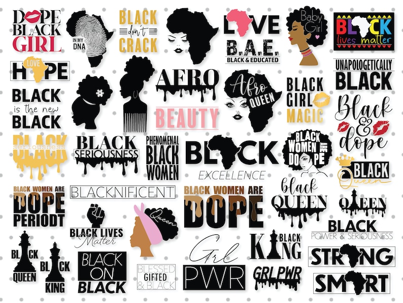 70 Afro Bundle SVG Designs, Afro Woman Svg, Black Queen Svg Cut File Silhouette, Black History Month SVG Cricut Svg, Dxf, Eps, Png, Svg Cut. 