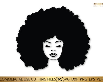 Afro Diva SVG, Face, Queen Boss, Lady, Black Woman, Glamour, Drip, Nubian, Melanin, SVG, PNG Vector Clipart Silhouette Cricut Cut Cutting