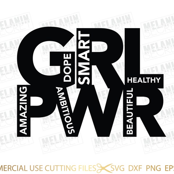 Girl Power SVG, Afro Diva Svg, Queen Boss, Lady, Black Woman, Glamour, SVG, PNG Vector Clipart Silhouette Cricut Cut Cutting