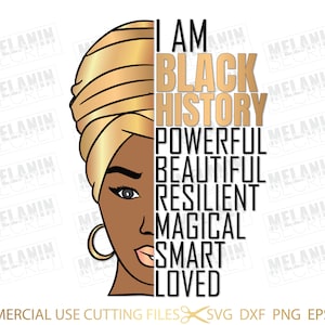 Ik ben Black History SVG, Black History Month SVG, Afro Cut File, Freeish Svg, Zwarte Vrouw, SVG, Vector Clipart Silhouet Cricut Cut Snijden