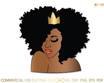 Afro Diva SVG, Diva, Queen Boss, Lady, Black Woman, Glamour, Africa, Nubian, Melanin, SVG, PNG Vector Clipart Silhouette Cricut Cut Cutting