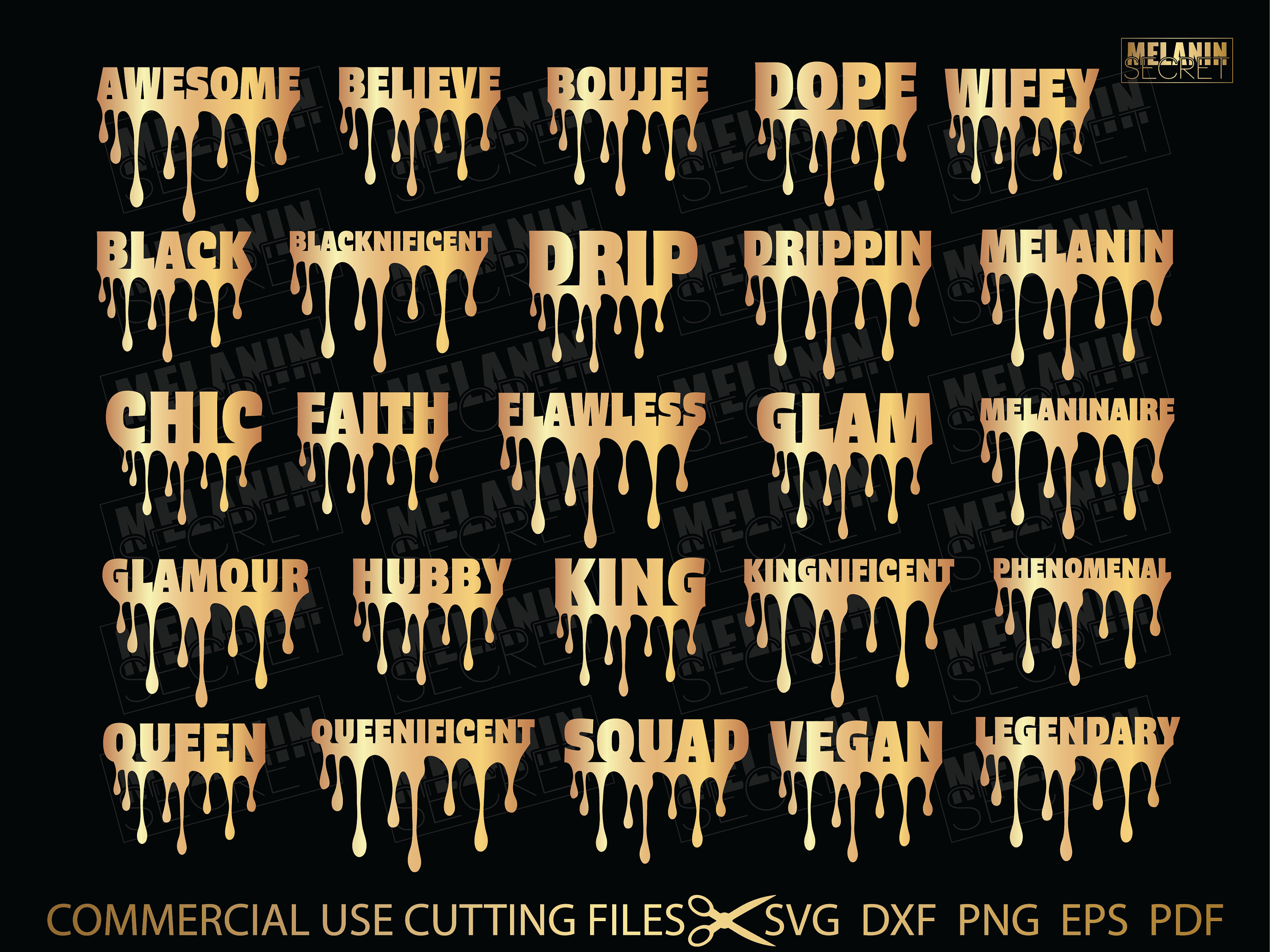 Dripping Words Bundle Svg Black Svg Drip Svg Drippin Svg Etsy