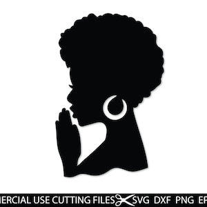 Afro zwarte vrouw bidden SVG, Afro-Amerikaanse Nubische melanine zwarte meid magische Svg, Png, Pdf, Vector Clipart Cricut silhouet snijden